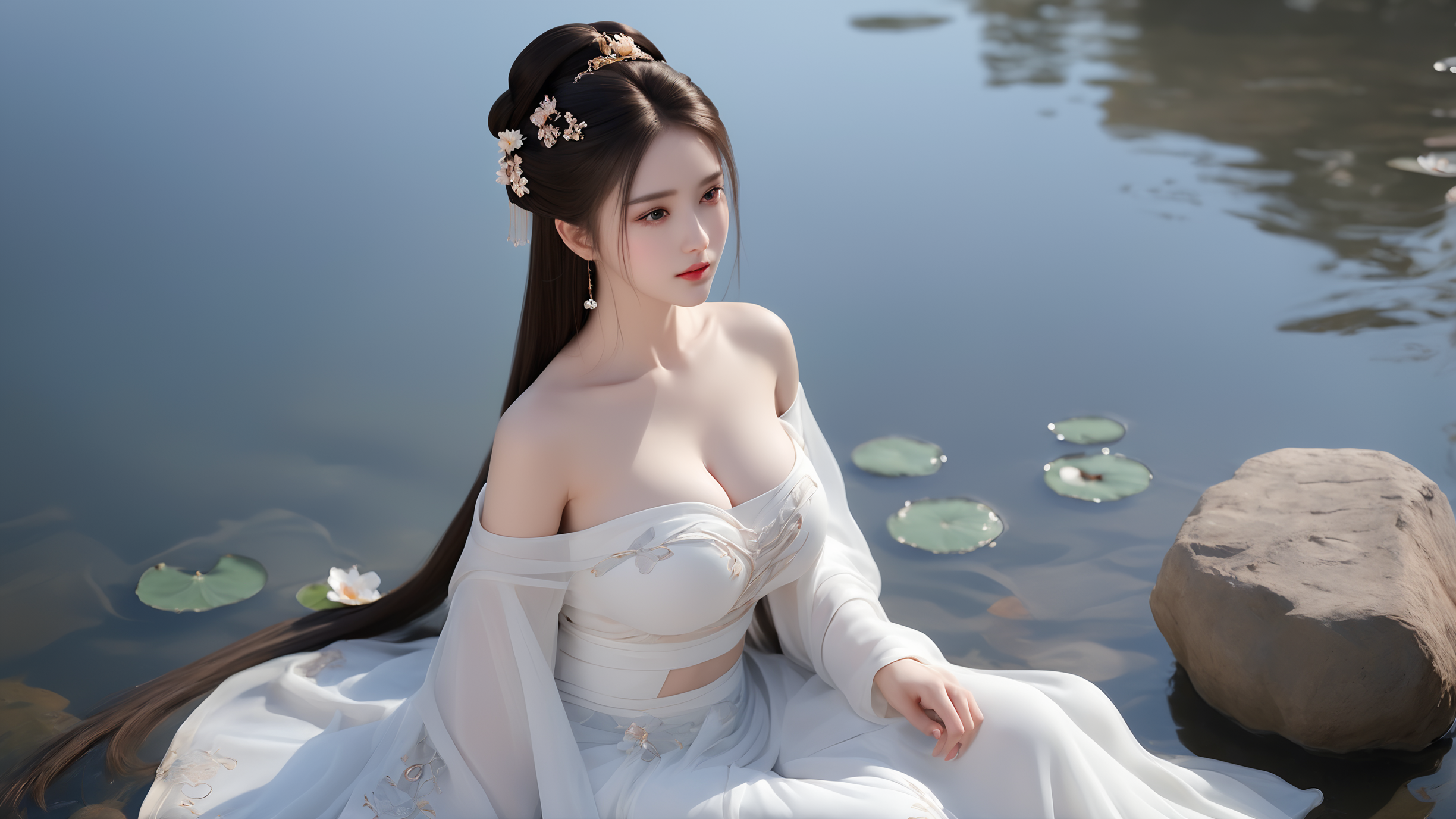 『横屏电脑2K壁纸』AI绘画原创古风汉服原图合集3500P 12.4GB『XNF37』-微草幻图