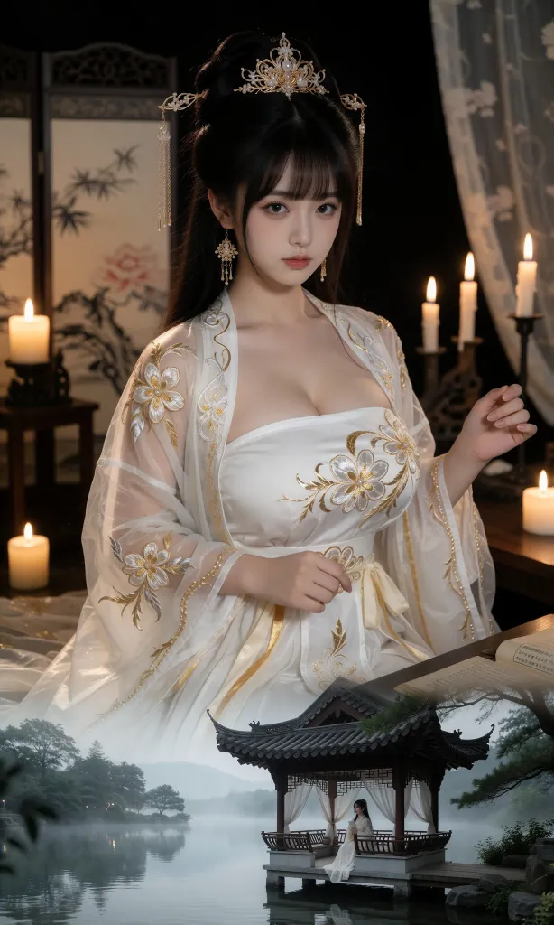 V-Girl.006 烛光下的古风美人静谧优雅-微草幻图