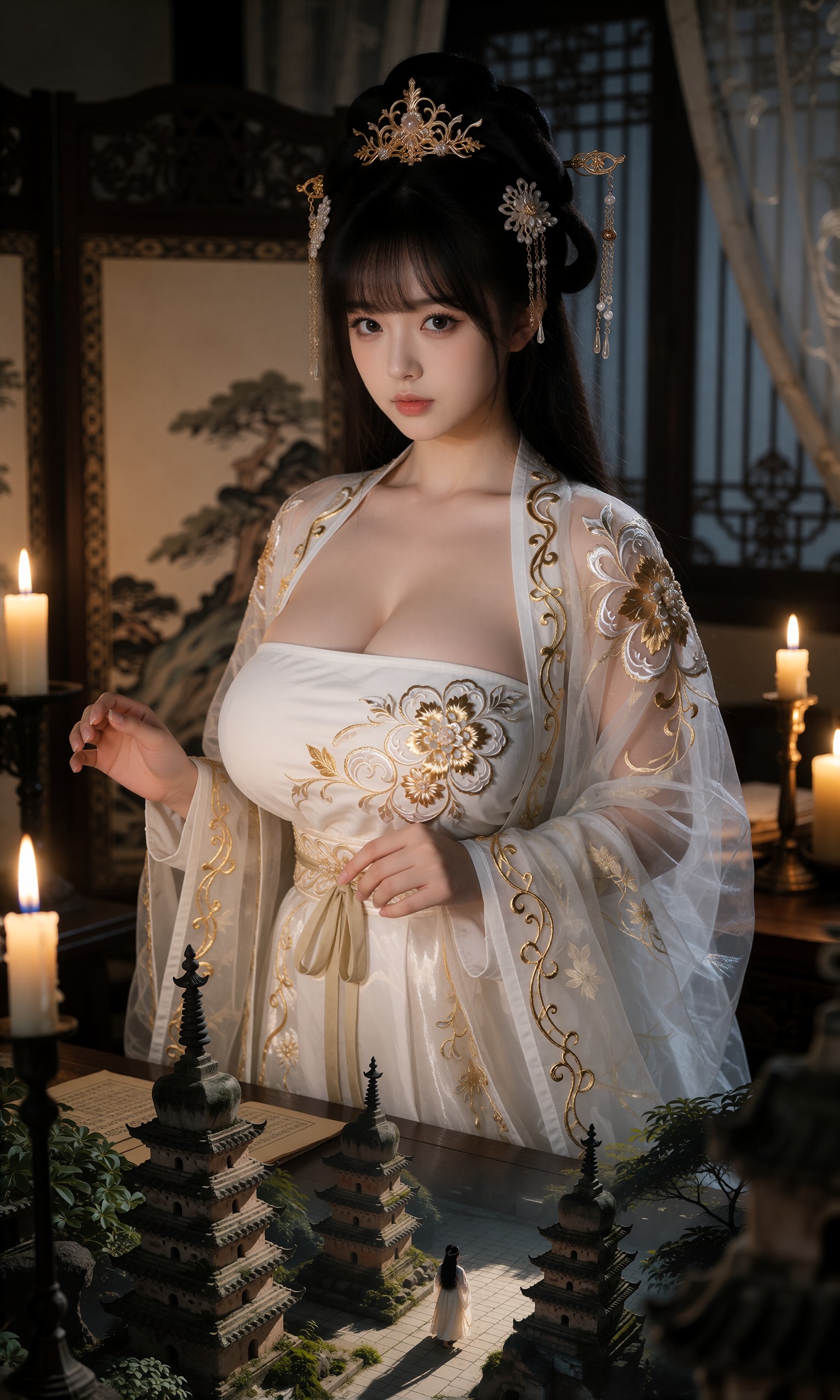 图片[3]-V-Girl.006 烛光下的古风美人静谧优雅-微草幻图