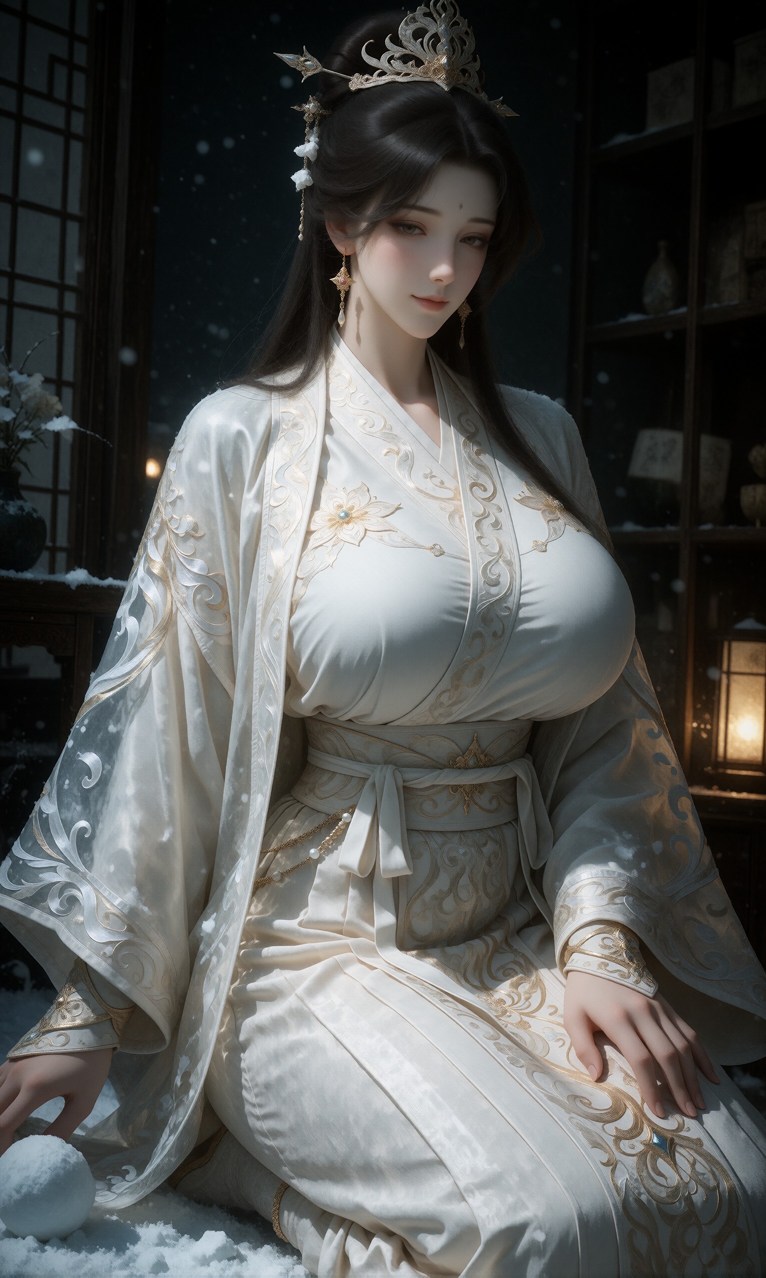 图片[4]-V-Girl.007 月下古装女子持笛静立-微草幻图