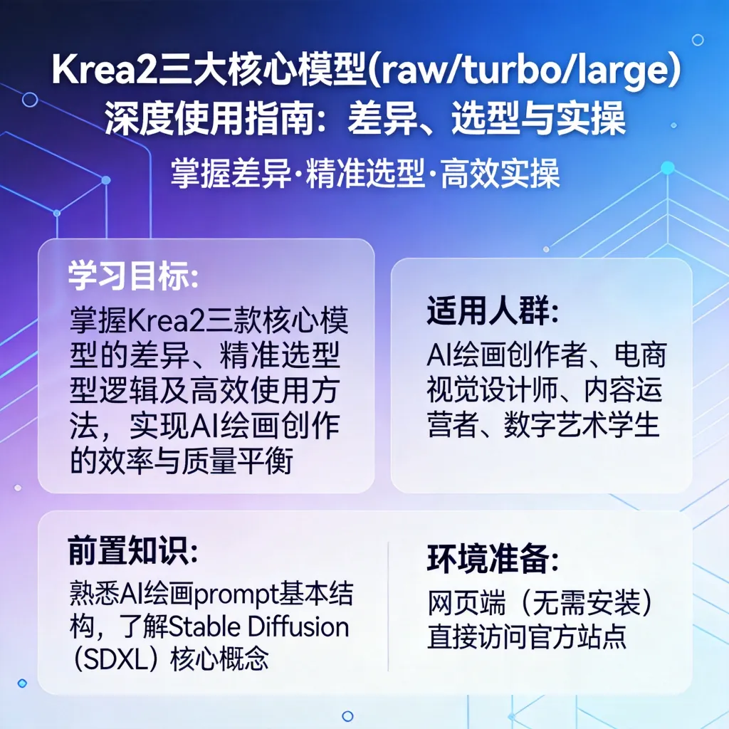 Krea2三大核心模型(raw/turbo/large)深度使用指南：差异、选型与实操-微草幻图