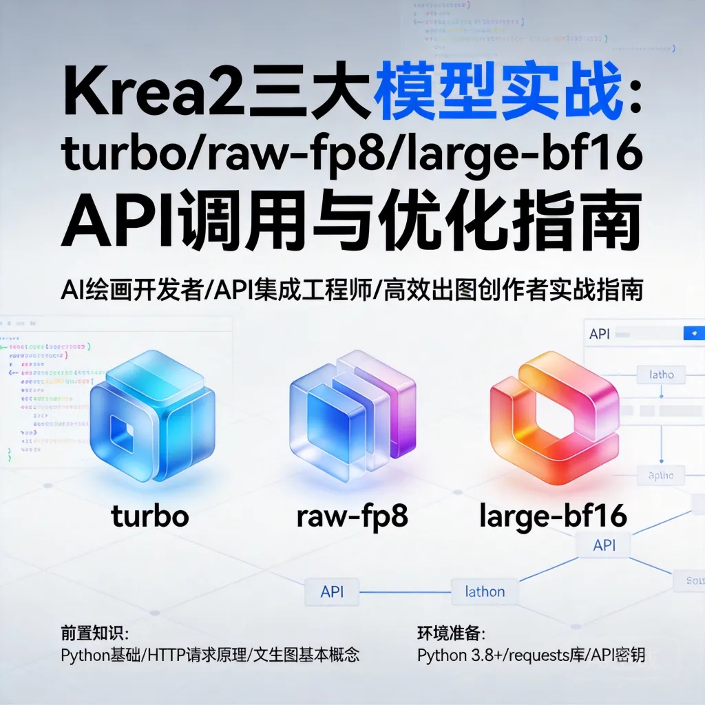 Krea2三大模型实战：turbo/raw-fp8/large-bf16 API调用与优化指南-微草幻图