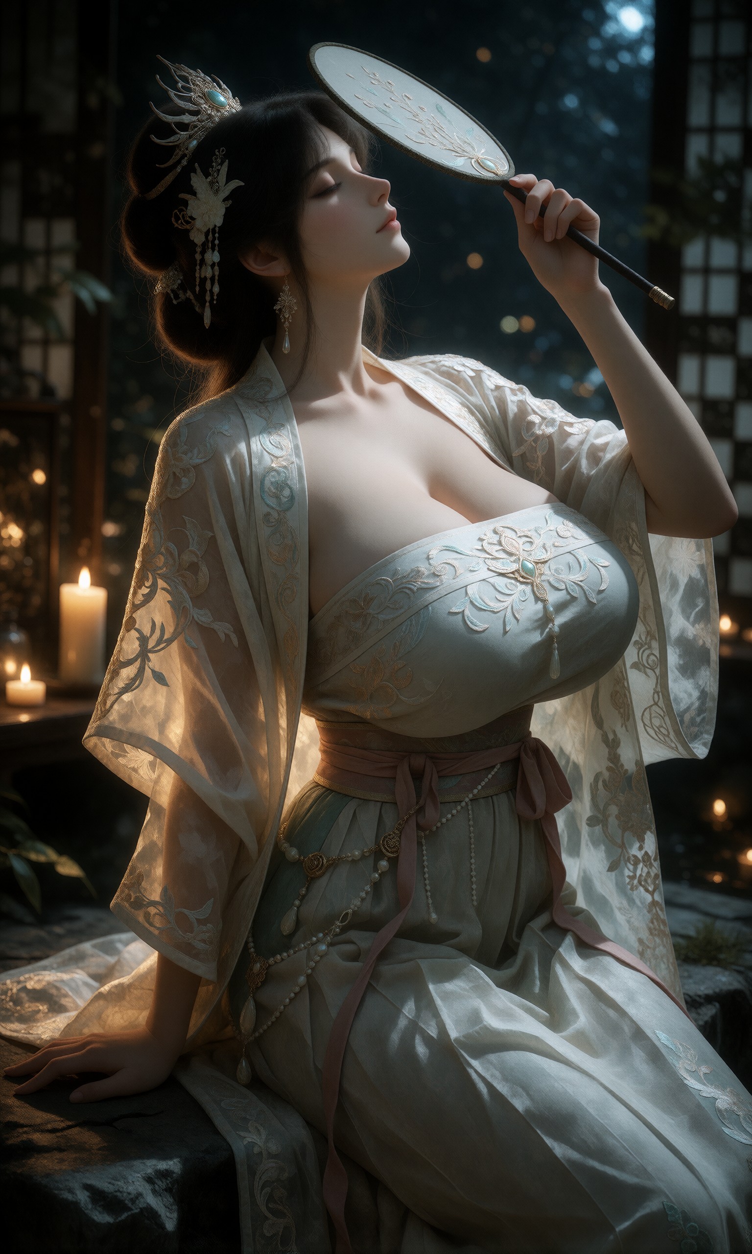 图片[2]-V-Girl.012 烛光下的古风美人静谧时刻-微草幻图