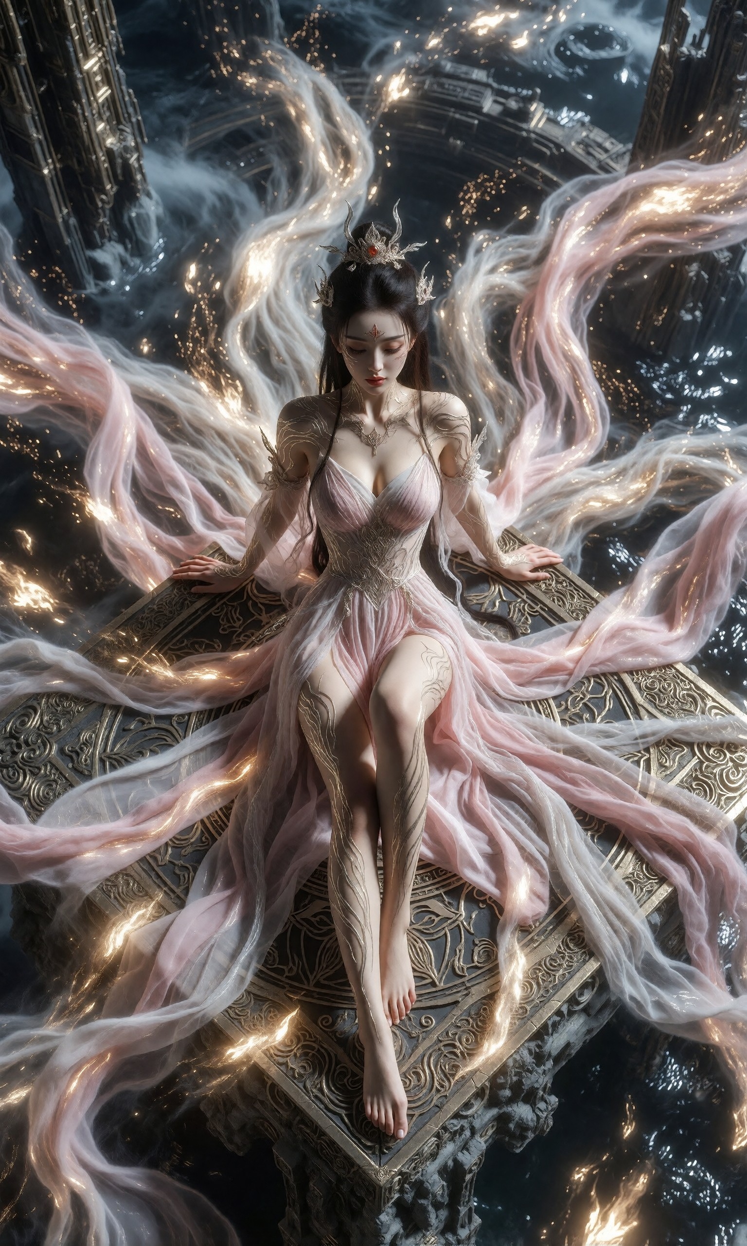 图片[3]-V-Girl.019 云海之上仙气缭绕的古风女子-微草幻图