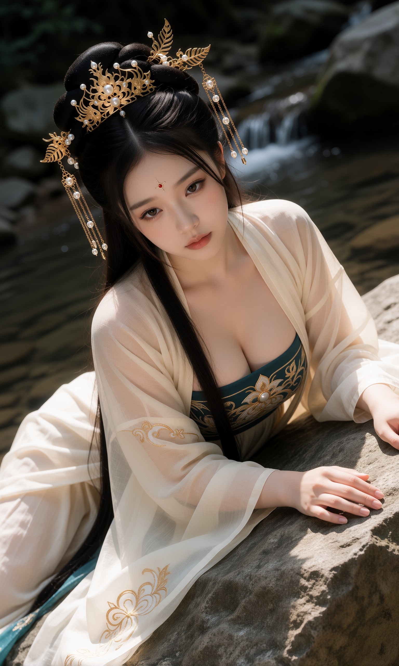 图片[1]-V-Girl.021 古风美人倚石望远-微草幻图