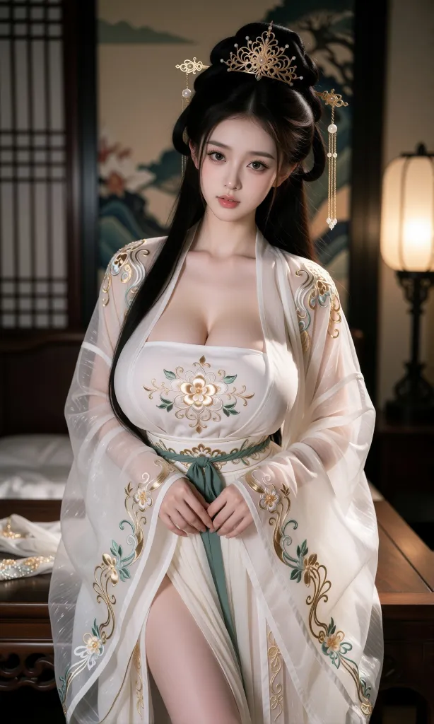 V-Girl.022 古风美人执笛月下立-微草幻图