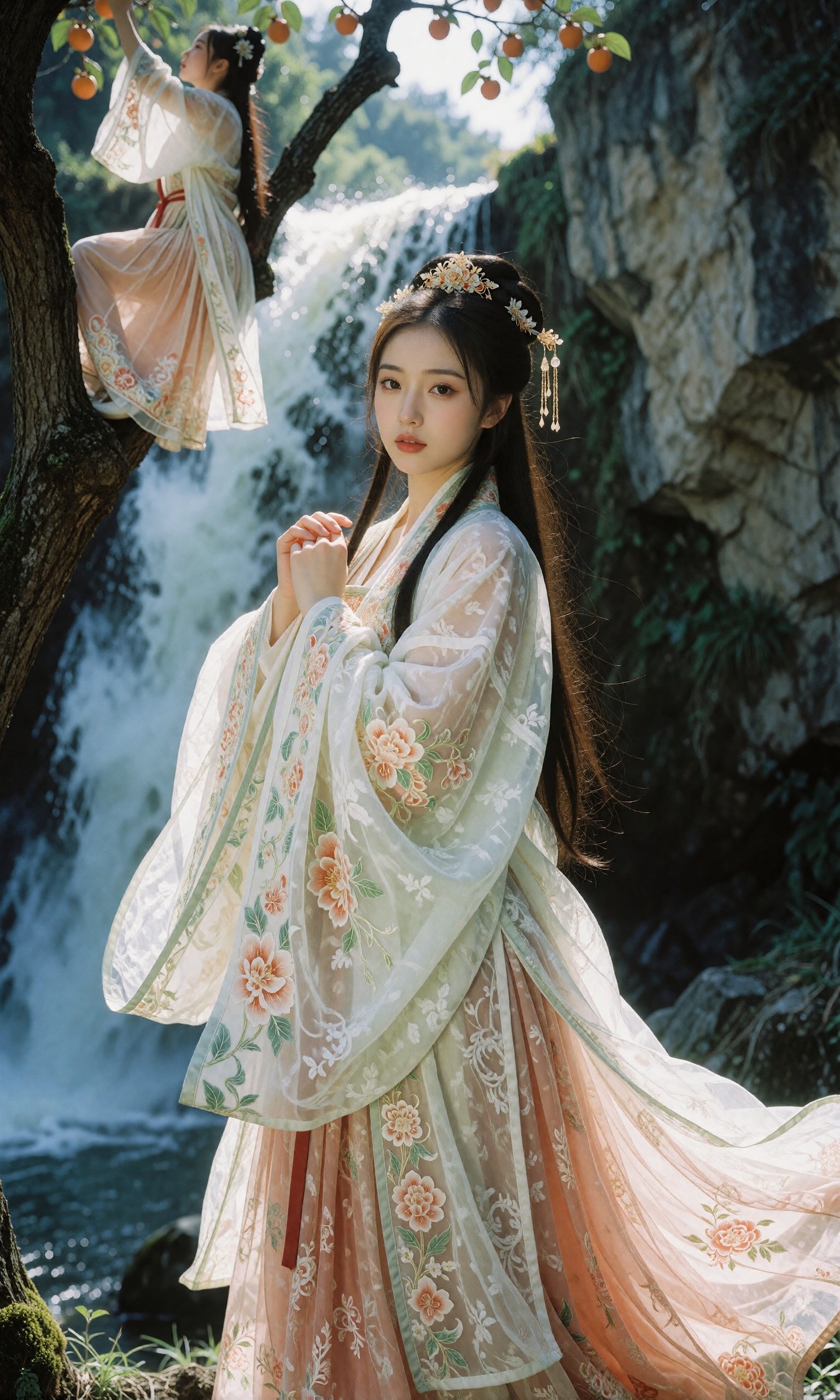 图片[2]-V-Girl.028 古风美人立瀑布前 汉服飘逸如画-微草幻图