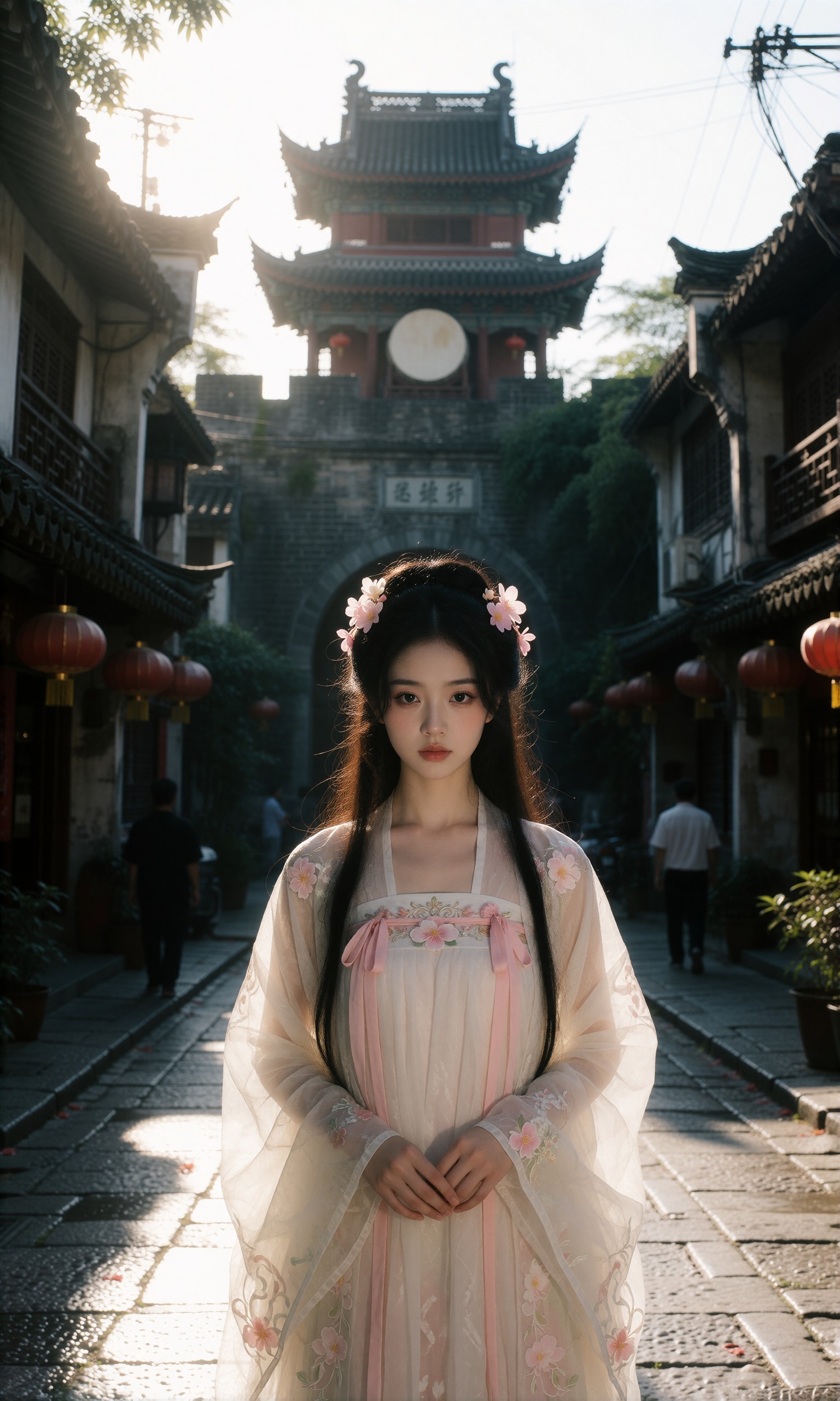 图片[3]-V-Girl.029 古风女子在花影与烛光间静立-微草幻图
