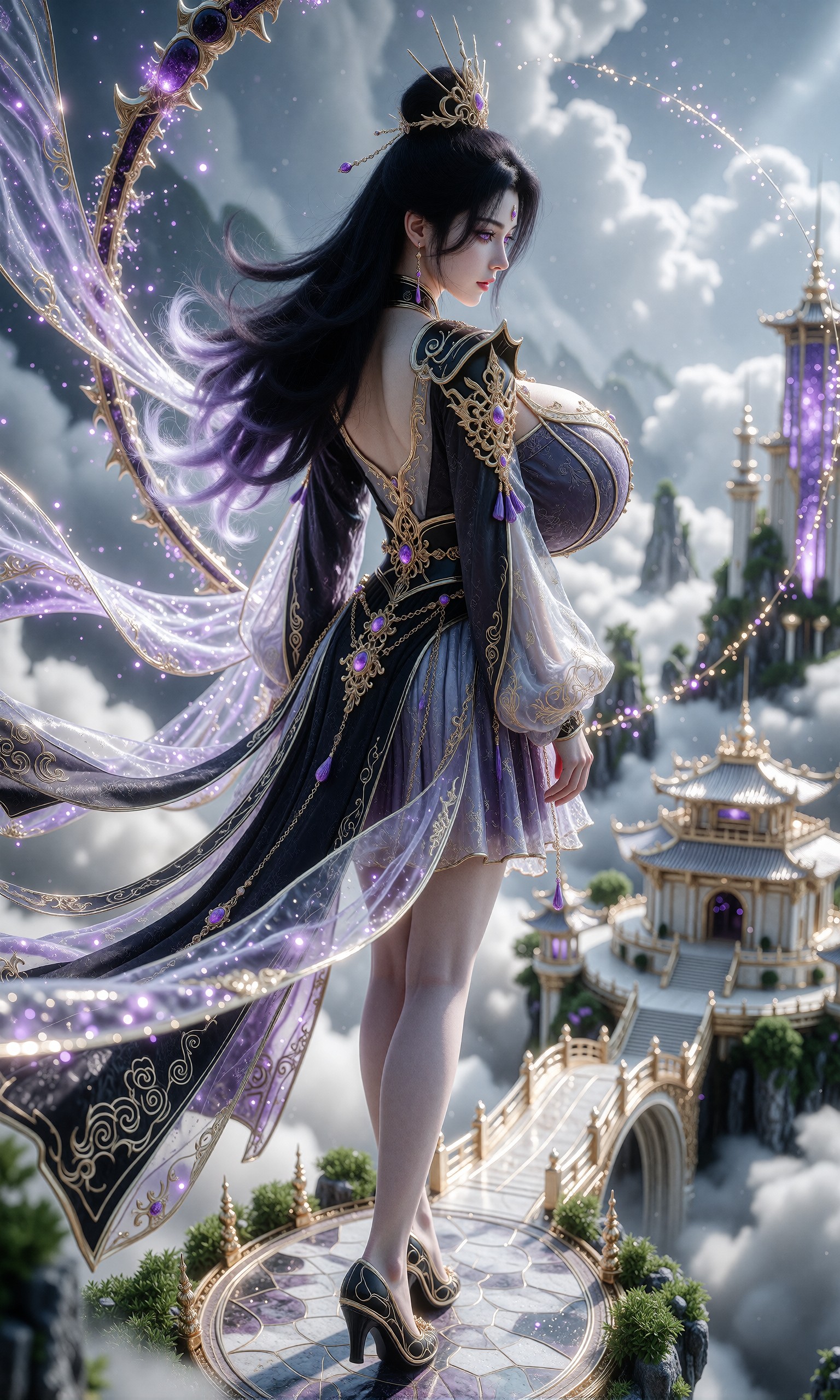 图片[2]-V-Girl.030 紫衣仙子立云巅 神秘古殿映天光-微草幻图