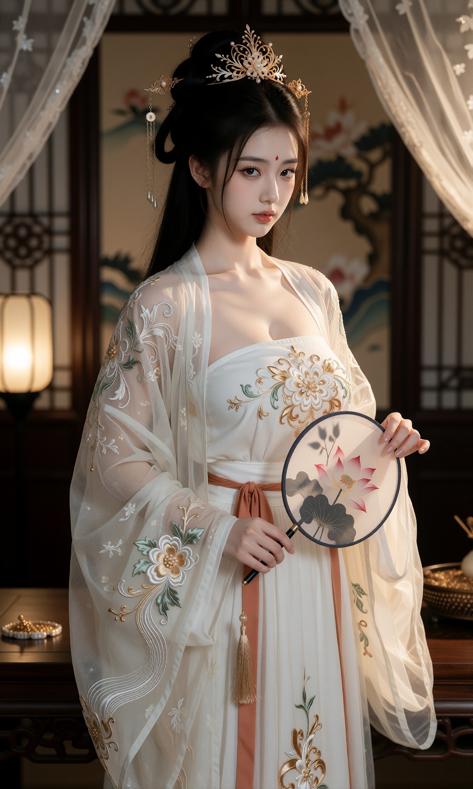 图片[2]-V-Girl.032 古风美人持莲立水畔-微草幻图