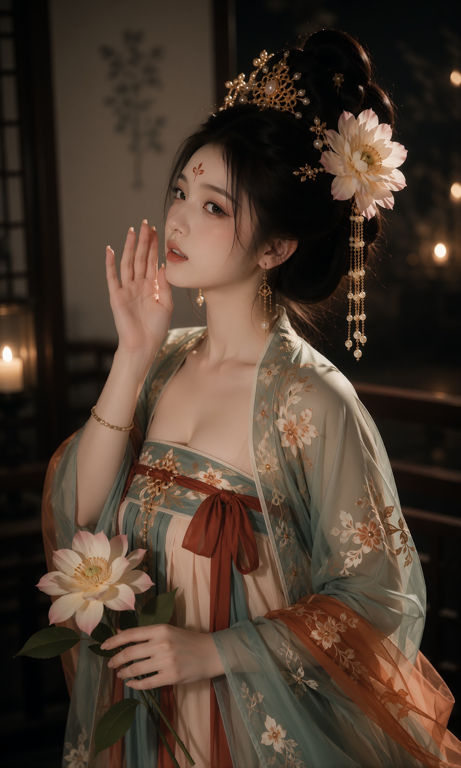 图片[2]-V-Girl.039 古风女子荷塘边的静谧瞬间-微草幻图