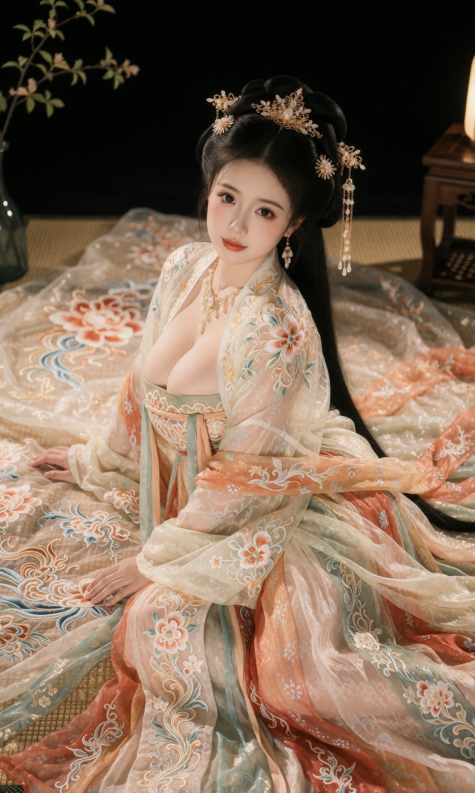 图片[3]-V-Girl.040 古风汉服美人静坐床榻-微草幻图