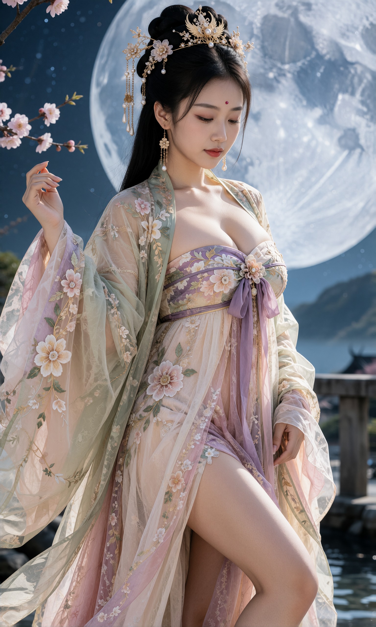 图片[2]-V-Girl.041 古风美人低头绣花，衣袂飘飘如画中人-微草幻图